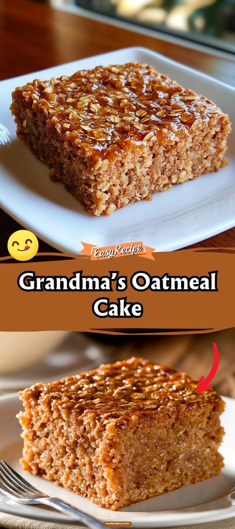 Relish in nostalgia with Grandma’s Oatmeal Cake. This moist and hearty cake is topped with a delicious coconut and pecan frosting that's broiled to perfection. It's a timeless recipe that's been loved for generations. #OatmealCake #FamilyRecipe #HomemadeGoodness Grandmas Oatmeal Cake, Lazy Dazy Oatmeal Cake, Oatmeal Spice Cake, Old People Desserts, Oatmeal Cake Recipes, Oatmeal Cake With Coconut Pecan Frosting, Oatmeal Cake Recipe Easy, Oatmeal Raisin Cake, Oatmeal Cake Old Fashioned