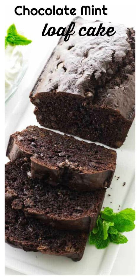 Chocolate Mint Pound Cake, Recipes With Mint Extract, Chocolate Mint Cake, Chocolate Peppermint Loaf, Chocolate Mint Extract Recipes, Mint Chocolate Cake Recipe, Dark Chocolate Mint Cake, Easy Mint Chocolate Cake, Mint Chocolate Muffins