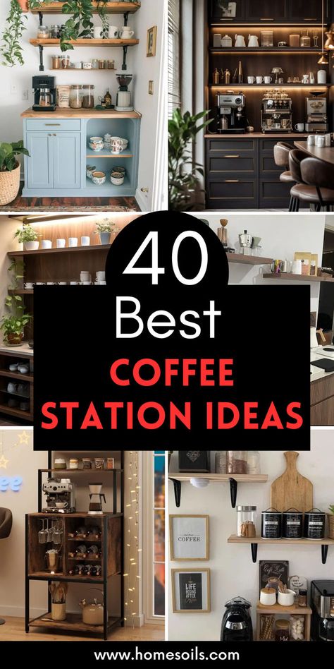 Elevate your caffeine routine with 40 of the best coffee station ideas that bring style and functionality to your home. Discover these inspiring setups on our website. Microwave Station Ideas, Coffee Bar With Two Coffee Makers, Nespresso Coffee Storage, Luxury Coffee Station At Home, Coffee Station In Pantry Closet, Espresso Bar Organization, Home Coffee Stations Counter Space, Keurig Duo Coffee Station, Espresso Maker Aesthetic