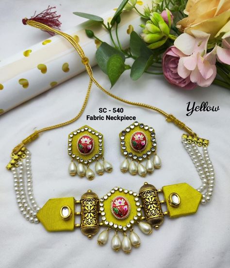 Fabric Jewellery Handmade, Haldi Jewellery, Silk Thread Earrings Designs, Bamboo Jewelry, Flower Jewelry Designs, Textile Earrings, Diy Earrings Easy, Diy Jewellery Designs, Diy Fabric Jewellery