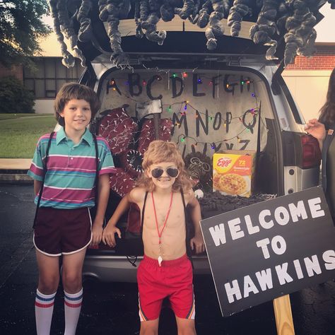 The Office Trunk Or Treat, Trunk Or Treat Ideas Stranger Things, Trunk Or Treat Stranger Things, Stranger Things Trunk Or Treat Ideas, Stranger Things Trunk Or Treat, Stranger Things Halloween Party, Halloween Addition, Pirate Ideas, Trunk Or Treat Ideas