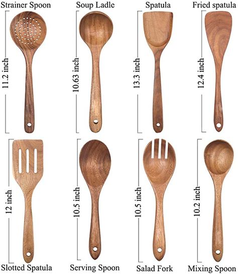 Amazon.com: Wooden Spoons for Cooking, Nonstick Kitchen Utensil Set, Wooden Spoons Cooking Utensil Set Non Scratch Natural Teak Wooden Utensils for Cooking(Teak 8 Pack): Kitchen & Dining Wooden Cooking Spoons, Wooden Spoon Set, Spurtle Kitchen Utensils, Wooden Kitchen Tools, Wooden Spoon Design, Wooden Art Handmade, Wooden Spoon Ideas, Wood Spoon Crafts, Wooden Spoons Crafts