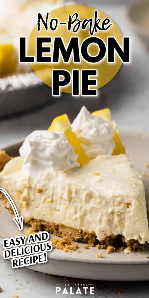 Quick Spring Desserts, Spring Dessert Recipes, Lemon Cream Cheese Pie, No Bake Lemon Pie, Easy Dessert Idea, No Bake Lemon, Lemon Icebox Pie, Lemon Pie Recipe, Lemon Cream Pies