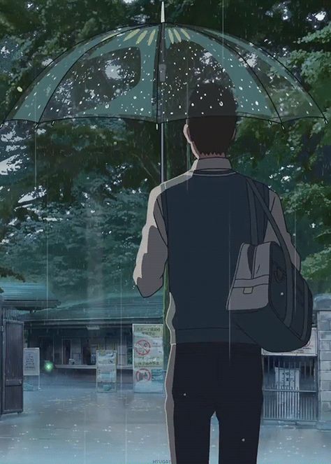 In the rain Mononoke Anime, The Garden Of Words, Garden Of Words, Film Anime, Animated Love Images, Beautiful Gif, Aesthetic Gif, Anime Scenery Wallpaper, Scenery Wallpaper