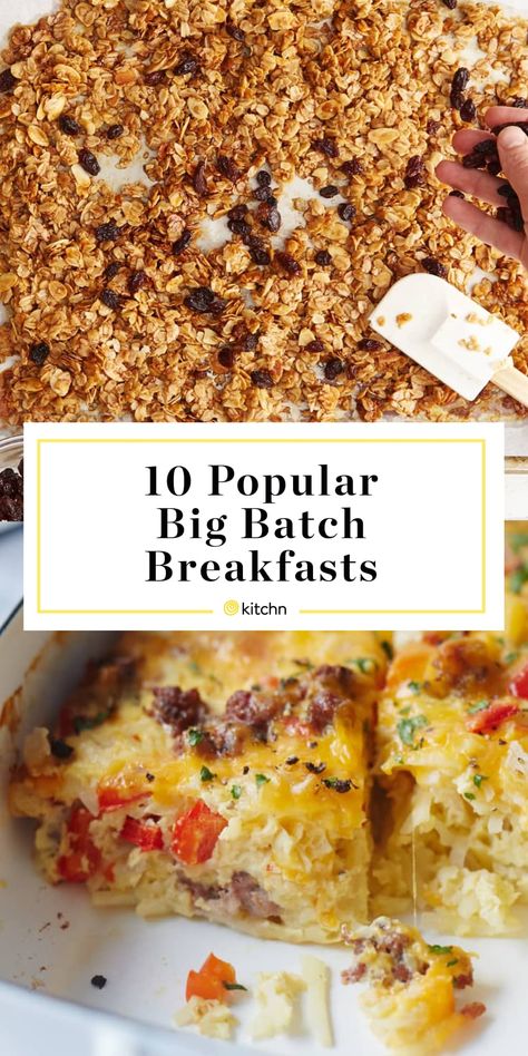 Post Image Recipes For Big Groups, Big Batch Breakfast, Batch Breakfast, Easy Homemade Granola, Breakfast Egg Casserole, Breakfast For A Crowd, Hashbrown Breakfast Casserole, Family Breakfast, Big Breakfast