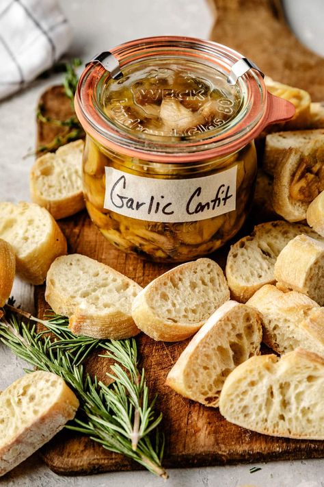 How to Make Garlic Confit Recipe (Garlic-Infused Oil) | Healthy Little Peach Garlic Confit Recipes, Healthy Little Peach, Confit Garlic, Summertime Food, Confit Recipes, Creamy Garlic Pasta, Garlic Confit, Pickled Garlic, Garlic Herb Butter