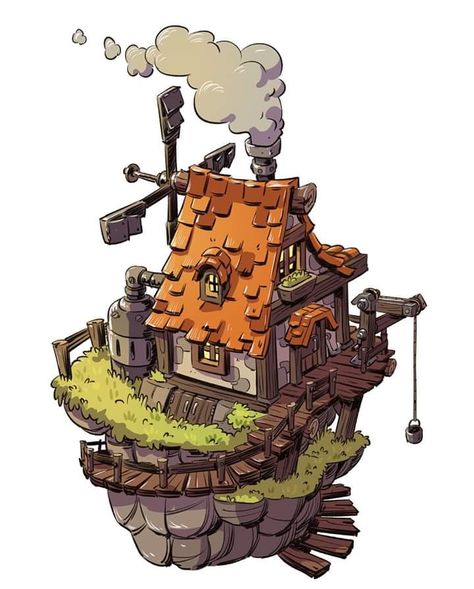 Derek Laufman, Isometric Drawing, Building Illustration, Building Concept, Isometric Art, Low Poly Art, Building Art, Game Concept Art, Cottage Design