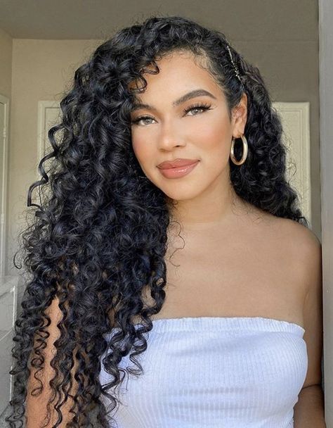 Prom Hairstyles With Curly Hair, Mixed Wedding Hairstyles, Hairstyles For Curly Hair Natural Formal, Curly Hair For Wedding Bride, Curly Hair Bridesmaid Styles Down, Curly Hair Elegant Hairstyles, Long Curly Hair Bride, Homecoming Hair Curly Natural, Curly Hairstyles Wedding Bridesmaid