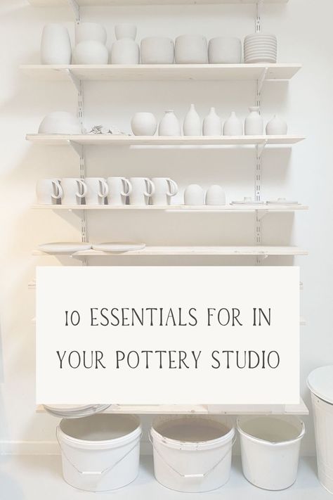 Garage Pottery Studio Setup, Ceramic Pottery Studio, Pottery Room At Home, Pottery Ideas For Beginners Inspiration, Pottery Space At Home, Pottery Studio Setup Ideas, Pottery Studio Floor Plan, Home Pottery Studio Workspaces, Starting Pottery At Home