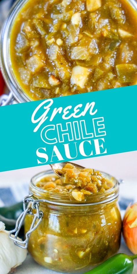 Chili Canning Recipe, Green Chili Sauce Recipe, Green Chile Sauce Recipe, Chile Sauce Recipe, Homemade Green Chili, Hatch Green Chili Recipe, Hatch Chili Recipes, Green Chili Salsa, Green Chili Enchiladas