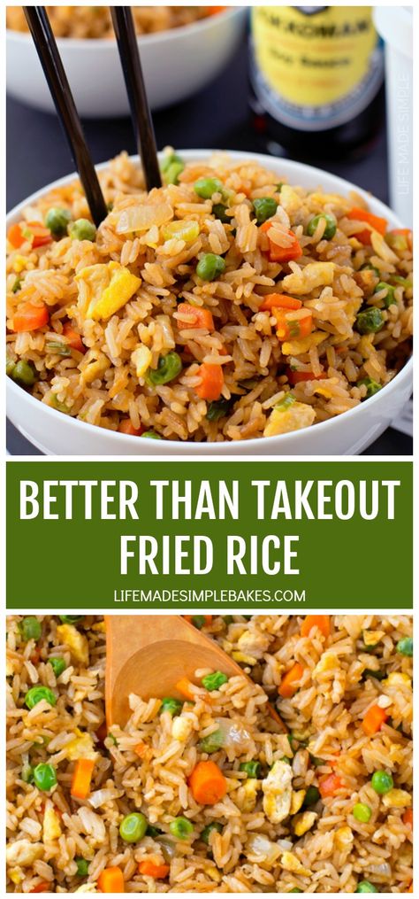 There's no need to order out! This Better Than Takeout Fried Rice recipe is ready to go in just 20 minutes! #betterthantakeoutfriedrice #takeoutfriedrice #friedrice #betterthantakeout #quickfriedrice Takeout Fried Rice, Homemade Fried Rice, Chicken Fried Rice Easy, Rice And Vegetables, Resepi Biskut, Easy Rice, Better Than Takeout, Chinese Cooking Recipes, Rice Side Dishes