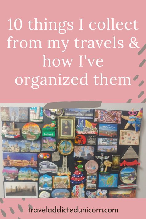 Travel Souvenirs ~ Display Ideas ~ Collection ~ Decor ~ Ways to display ~ How to display ~ Display shelves #travel #souvenirs #travelblog Travel Shelf Decor, Traveling Keepsakes Ideas, Display Keychain Collection, Souvenir Patches Ideas, Travel Mementos Display, Travel Sticker Collection Display Ideas, How To Display Travel Stickers, Travel Keychain Collection Display, Displaying Stickers Collection