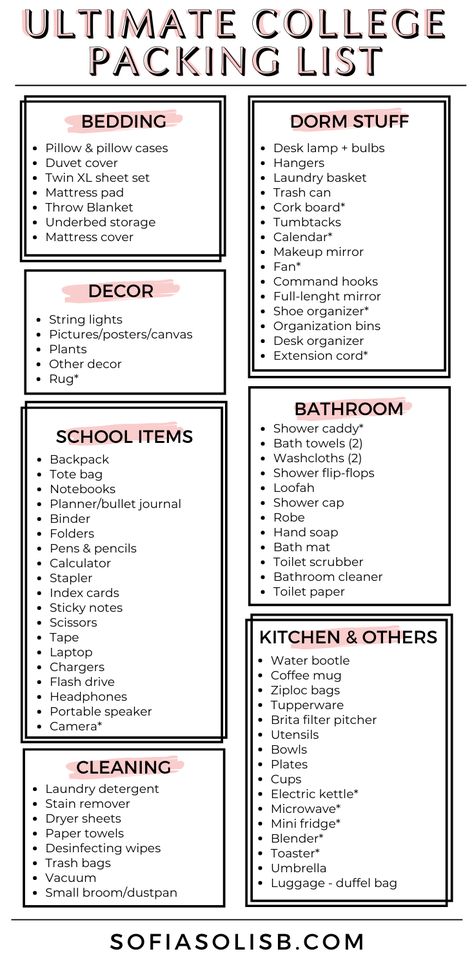 College Packing Checklist, College Dorm List, College Packing List, Dorm Packing, College Dorm Checklist, Dorm Room Checklist, Uni Dorm, Dorm Checklist, Dorm Shopping