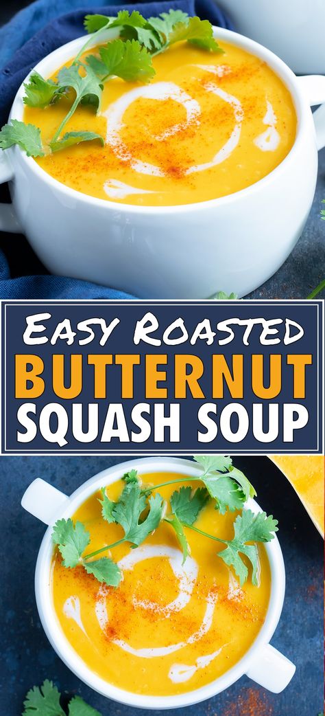 Squash Soup With Coconut Milk, Soup With Coconut Milk, Vegan Butternut Squash Soup, Paleo Thanksgiving, Butternut Soup, Baked Butternut Squash, Coconut Milk Soup, Butternut Squash Recipes Soup, Squash Soup Recipe