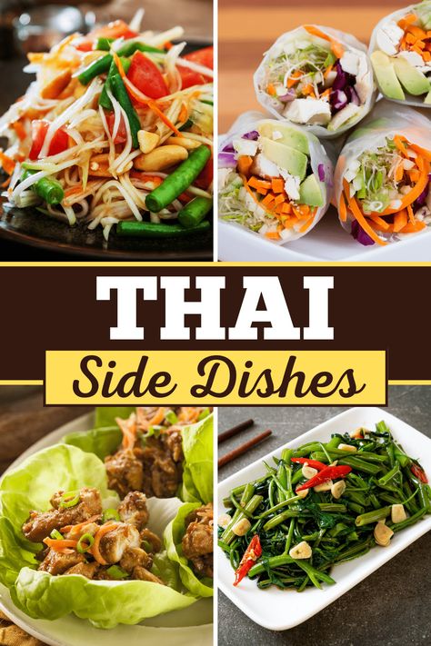 Thai Side Dishes, Thai Mango Salad, Thai Spring Rolls, Spicy Salad, Thai Salads, Salad Ideas, Thai Dishes, Easy Sides, Vegetable Sides