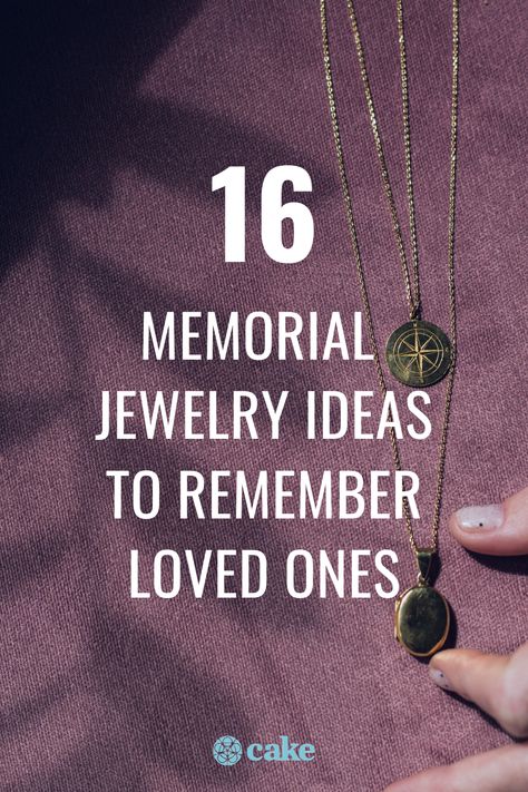 Memorial jewelry is an easy way to keep your loved one close. After a loss, it's easy to feel like you're farther from your loved one's memory than ever before. These jewelry ideas hold their memory close. From diamonds to lockets, here are the best memorial jewelry ideas. #Memorial #MemorialJewelry #Jewelry #Grief Necklace To Remember A Loved One, Memory Jewelry Necklaces, Keepsake Jewelry Ideas, In Memory Of Gifts Ideas, Memorial Jewelry Ideas, Memorials For Loved Ones Ideas, Memory Bracelets Ideas, Memory Keepsake Ideas, Diy Memorial Ideas For Loved Ones