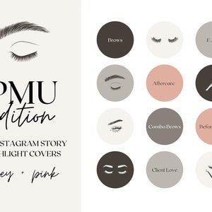 PMU Instagram Highlight Instagram Highlight Covers IG - Etsy Canada Instagram Highlight Covers, Highlight Covers, Eyebrows, Digital Drawing, Drawing Illustrations, Highlights, Illustrations, Drawings, Trending Outfits