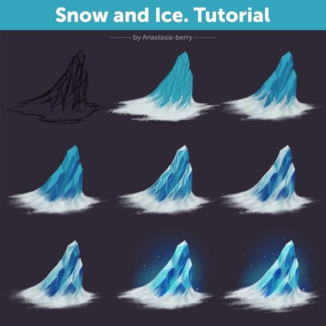 Ice Tutorial, How To Draw Snow, Drawing Flames, Ice Drawing, Magic Tutorial, Aquarelle Painting, Pencil Watercolor, Concept Art Tutorial, Super Powers Art