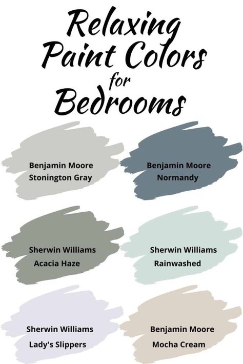 Need a relaxing paint color for your bedroom? Check out these 6 beautiful paint colors perfect for a creating a calming bedroom atmosphere #paintcolors #bedrooms #home #diy Paint Colors For Bedroom, Relaxing Paint Colors, Colors For Bedroom, Pola Cat Dinding, Soothing Paint Colors, Pelan Rumah, Calming Bedroom, Best Paint, Gray Paint