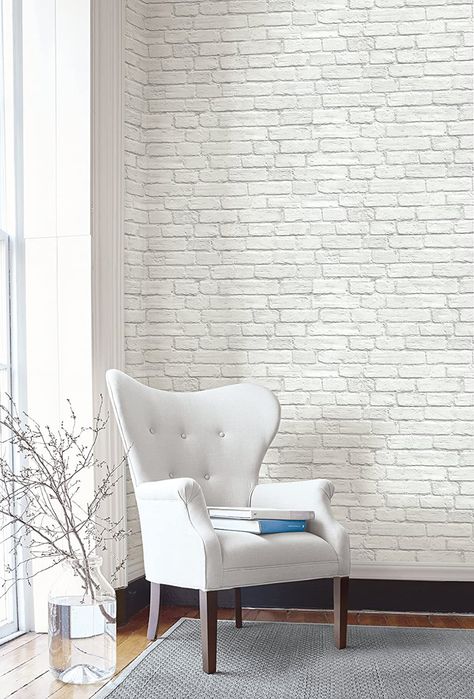 White Brick Wall Interior, Removable Brick Wallpaper, Brick Wallpaper Living Room, Faux Brick Wallpaper, White Brick Wallpaper, Brick Interior Wall, Rustic Wallpaper, White Shiplap, Faux Brick