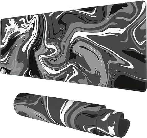 Amazon.com: Desk Mat, Abstract Black White Ink Liquid Waves Extended Gaming Mouse Pad Large, 31.5"x11.8" Big Mouse Pad with Non-Slip Base and Stitched Edge, Long Computer Keyboard Mouse Mat for Home Office Work : Office Products Mouse Pad Design Ideas, Big Mouse, Buy Desk, Personalized Mouse Pad, Keyboard Mouse, Gaming Mouse Pad, Gaming Room, Mouse Mat, Cute Cows