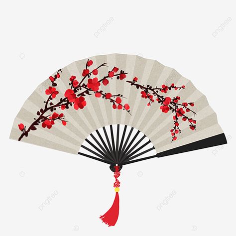 Fan Clipart, Wind Fan, Chinese Umbrella, Japanese Fans, Chinese Fans, Fan Drawing, Japanese Fan, Red Plum, Red Butterfly