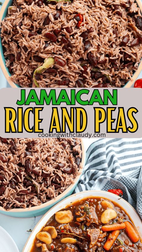 Jamaican Rice and Peas Rice N Peas Jamaican, Rice And Peas Jamaican Canned Beans, Carribean Rice Recipes, Cuban Rice And Beans Recipe, Jamaican Rice And Peas With Canned Beans, Jamaican Red Beans And Rice Recipe, Jamaican Rice And Beans Recipe, Jamaican Side Dishes, Rice And Black Beans Recipe