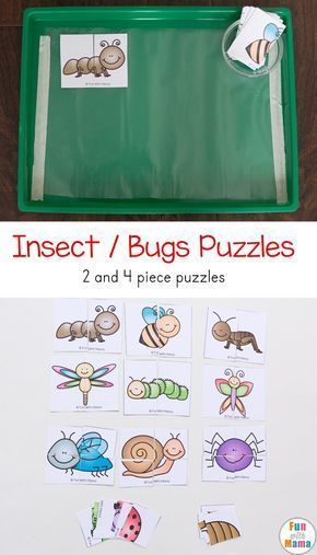 These printable spring themed insect bug puzzles are great for toddlers and preschoolers. via @funwithmama Preschool Insect Activities, Preschool Bug Theme, Bug Activities, Insects Preschool, Bugs Preschool, Insect Activities, Insect Crafts, Insects Theme, Spring Preschool