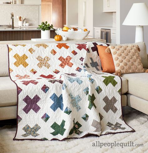 Nature Walk Scrappy Throw Quilt Fall Quilt Patterns, Fat Quarter Quilt Pattern, Charity Quilts, Two Color Quilts, Hanging Quilts, Fat Quarter Quilt, Classic Quilts, Rainbow Quilt, Quilt As You Go