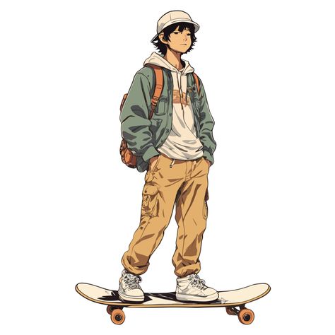 Skate Life - Anime skateboarder on Threadless Skateboard Art Reference, Person Riding Skateboard Reference, Character With Skateboard, Skateboard Concept Art, Riding Skateboard Reference, Skateboard Character Design, Skateboard Refrence, Grudge Drawing, Skater Reference