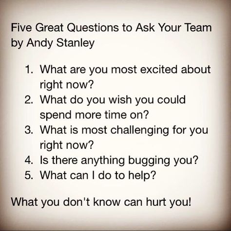 Leadership Ideas Team Building, Motivating Team At Work, Team Building Meeting Ideas, How To Motivate Your Team At Work, Staff Check In Questions, Motivate Your Team At Work, Getting To Know Your Staff, Team Check In Questions, Employee Check In