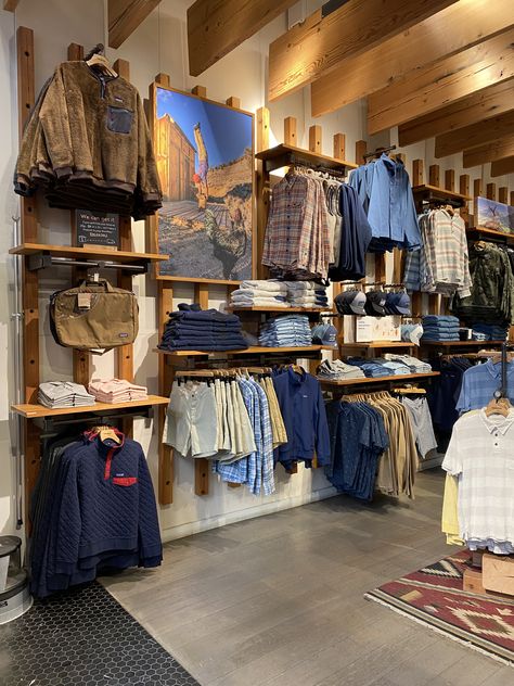 Men’s Boutique Ideas, Clothing Store Merchandising, Clothes Merchandising Ideas, Merch Store Design, Men’s Boutique, Mobile Clothing Boutique, Merchandise Shelving, Clothing Merchandising, Men's Clothing Store Design