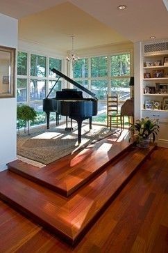 www.bc-floors.com Piano Area In Living Room Luxury, Grand Pianos In Living Room, Piano House Decor, Piano Library Room, Piano In House, Grand Piano In Living Room, Piano Room Ideas, House Music Room, Piano In Living Room