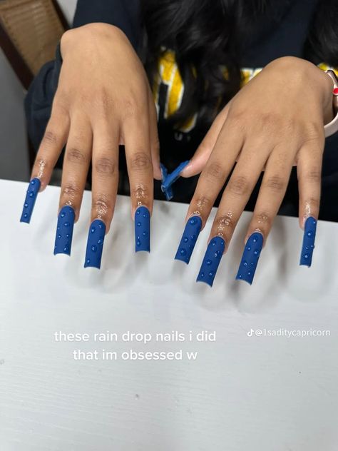 Rain Drop Nails Design, Rain Drop Nails, Raindrop Nails, Drop Nails, Blue Rain, Nail Jewelry, Nails Design, Rain Drops, Blue Nails