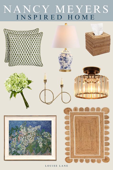 I've rounded up a few Amazon finds to achieve the luxe and cozy Nancy Meyers home decor aesthetic! I love how this style feels like your rich grandmas house but achieves a cozy, timeless and lived-in feel! The best way to achieve this look is mixing old and new items, my go-to places are thrift stores and Amazon to keep it In my budget! Create this curated home decor feel yourself with some of these amazing finds and use the tips below to take your space to the next level!As an Amazon Associate Nancy Meyers Home, Craftsman Living Room, Dallas Apartment, Martha Stewart Home, Amazon Home Finds, Modern Colonial, Nancy Meyers, Lets Stay Home, Traditional Look