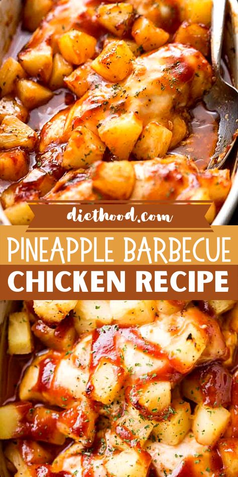 Pineapple Chicken Breast, Easy Chicken Breast Recipe, Chicken Recipe Easy, Honey Barbecue Sauce, Pineapple Chicken Recipes, Barbecue Chicken Recipe, Baked Pineapple, Bbq Chicken Breast, Honey Barbecue