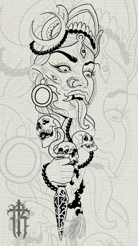 Kali Tattoo, 42 Tattoo, Hindu Tattoo, Buddha Tattoo Design, Shiva Tattoo Design, God Tattoos, Theme Tattoo, Shiva Tattoo, Tatuaje A Color