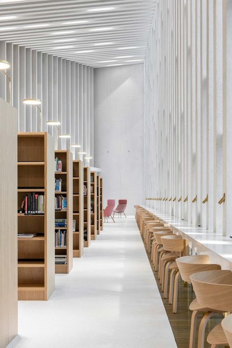 Urban Concept, Timber Walls, Library Architecture, Modern Library, Cosy Spaces, Design Library, Architecture Magazines, Community Space, Adaptive Reuse