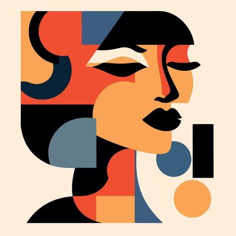 Woman face portrait abstraction wall art vector illustration design Woman Face Portrait, Kitty Face Paint, Book Layouts, Geometric Portrait, Art Vector Illustration, Face Graphic, Face Portrait, Face Illustration, Portrait Design