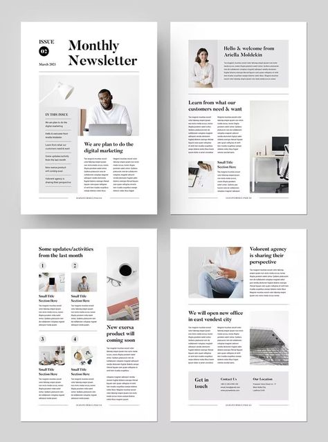 Newsletter Template MS Word & Indesign. 4 Pages. Newsletter Layout Template, Monthly Newsletter Design, Simple Newsletter Design, News Letter Design Layout, Printed Newsletter Design, News Layout Design, Company Newsletter Design, Newsletter Design Layout Templates, Print Newsletter Design