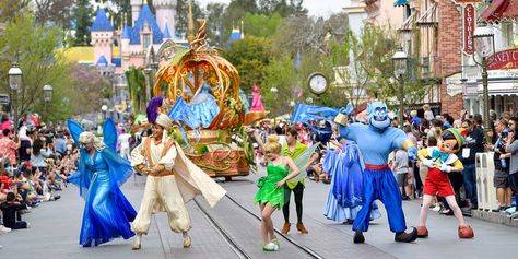 The parade first debuted in Disneyland, and features characters like Mickey Mouse, Moana, and Elsa. A recording can now be found on YouTube. Disneyland Parade, Festival Of Fantasy Parade, Disney Parade, Frozen Characters, Disneyland Vacation, Magical Kingdom, Disney Theme Parks, Disney Theme, Disney Plus