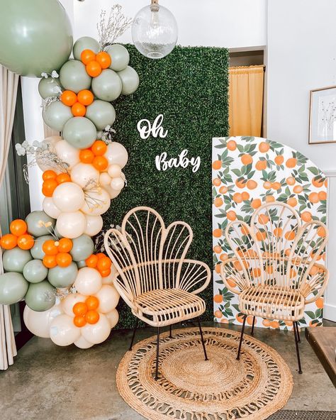 A Little Cutie Baby Shower Theme Decor, 2024 Baby Shower Ideas, August Baby Shower Ideas, Baby Shower Ideas Outdoor, A Little Cutie Baby Shower Theme, Little Cutie Baby Shower Ideas, Auntie Things, Summer Baby Shower Themes, Orange Theme