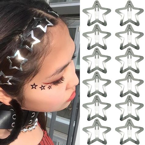 Star Hair Clips, Y2k Hair, Hair Accessories Clips, Star Hair, Metal Hair Clips, Learn Korean, Fashion Hair Accessories, Colour Star, Metallic Hair