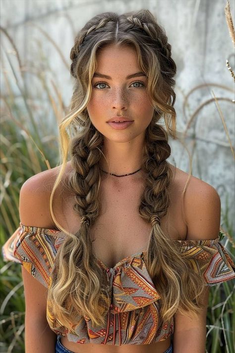 Enchanting boho braids adding a whimsical, chic touch to long hair for 2024 Portret Feminin, Κούρεμα Bob, Fishtail Braid, Penteado Cabelo Curto, Braids For Long Hair, Boho Hairstyles, Short Hair Cuts For Women, Braid Styles, Hair Looks