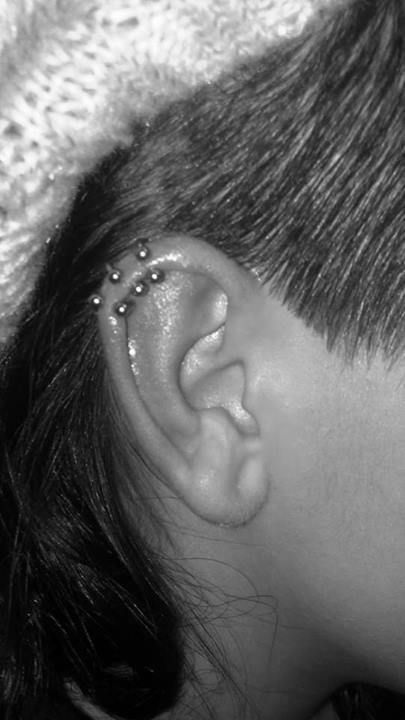 Triple helix Upper Helix Piercing, Triple Helix, Piercing Inspiration, Helix Piercing, Helix, Tatting, Piercings