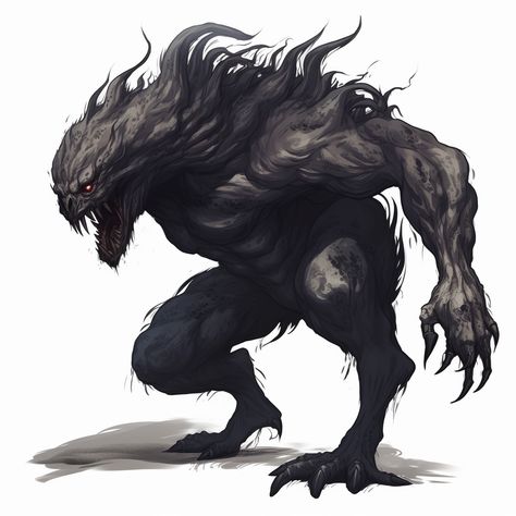 Demon Beast Art, Beast Monster Art, Bipedal Monster Concept Art, Shadow Beast Art, Abberation Monster, Giant Shadow Monster, Shadow Monster Concept Art, Beast Creature Monsters, Fantasy Beasts Monsters