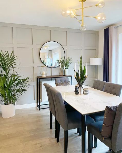 18 Gray Dining Room Design Ideas Dining Room Paneling, Cleaning The House, Dining Room Accents, Grey Dining Room, Dinning Room Design, Dinner Room, Grey Dining, Paid Off, Pizza Party