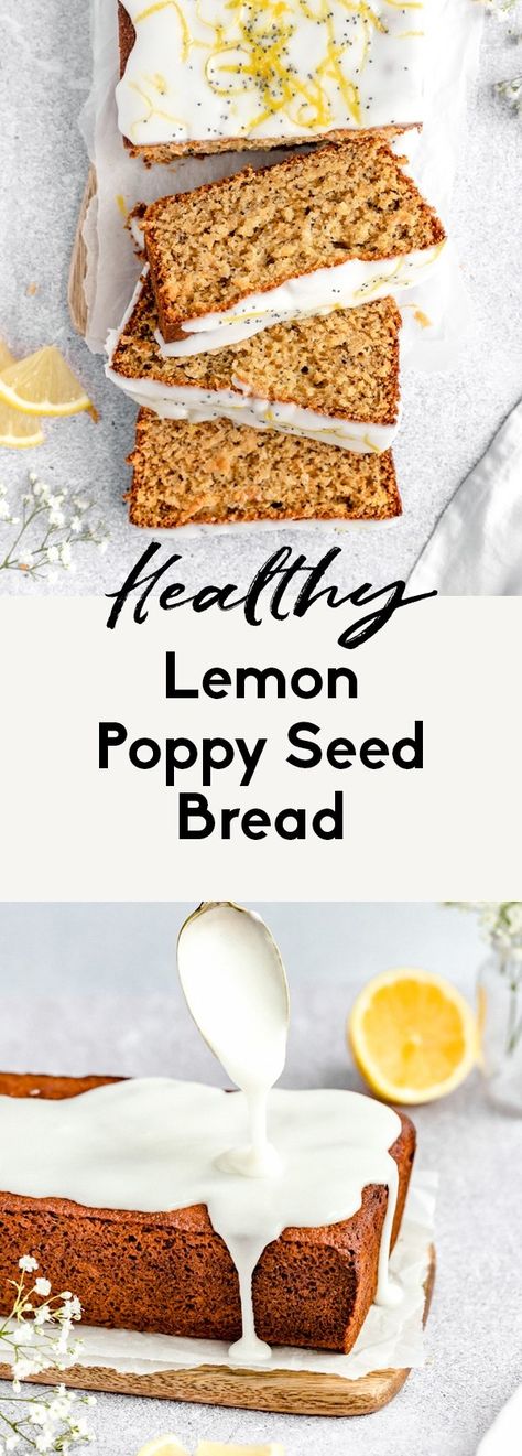 Amazing healthy lemon poppy seed bread made with a mix of oat and almond flour and naturally sweetened with honey. This easy gluten free lemon poppy seed bread has a boost of protein from greek yogurt and is made in one bowl for an easy, healthy breakfast or snack! #bread #lemonpoppyseed #lemon #baking #breakfast #snack #glutenfree #greekyogurt #brunch Lemon Baking, Lemon Poppy Seed Loaf, Lemon Poppy Seed Bread, Seeded Bread Recipes, Snack Bread, Poppy Seed Bread, Bread Gluten Free, Healthier Snacks, Lemon Poppyseed Bread