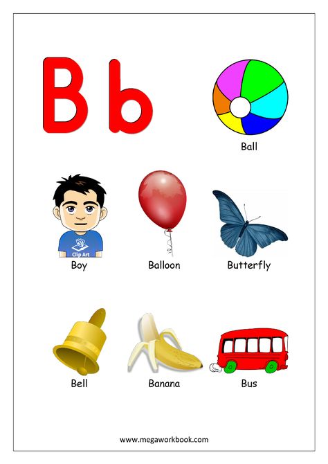 Things that start with letter-B (Alphabet Recognition) Objects That Start With Letter A, A B C D E F U Song, Painting Crafts For Preschoolers, A B C Alphabet, Alphabet Objects, Alphabet With Pictures, B Alphabet, Learn Abc, Alphabet Chart