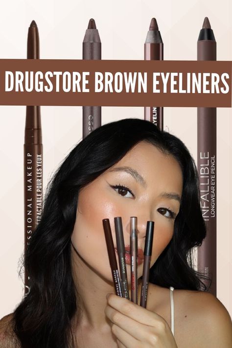 Nyx Liquid Eyeliner, Best Eye Pencil, Best Drugstore Eyeliner, Drugstore Eyeliner, Brown Eyeliner Pencil, Brown Liquid Eyeliner, Subtle Cat Eye, Brown Eyeliner, Eye Makeup Pictures